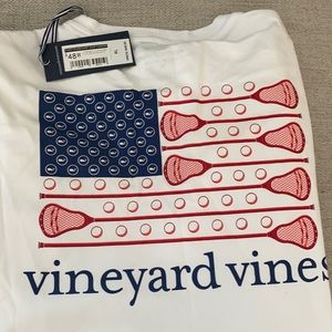 Vineyard  vines long sleeve white lacrosse motif T-shirt size XL new with tags
